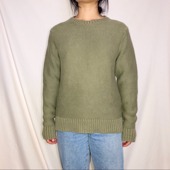 J Crew Organic Cotton Khaki Pullover Crewneck Knit - Picture 6 of 6